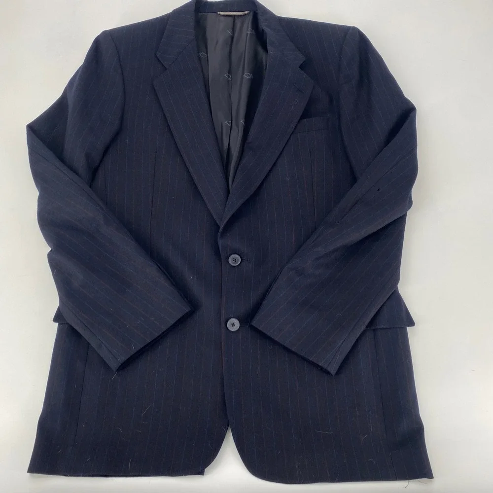 Christian‎ Dior Monsieur Pinstripe Blazer Mens Suit Jacket Navy Blue Red Stripe